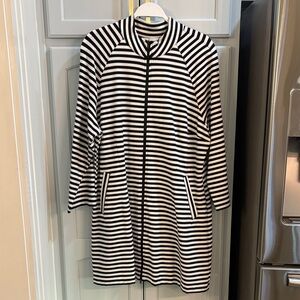CAbi Black & White Striped Finger-tip By-line Coat Item 5851